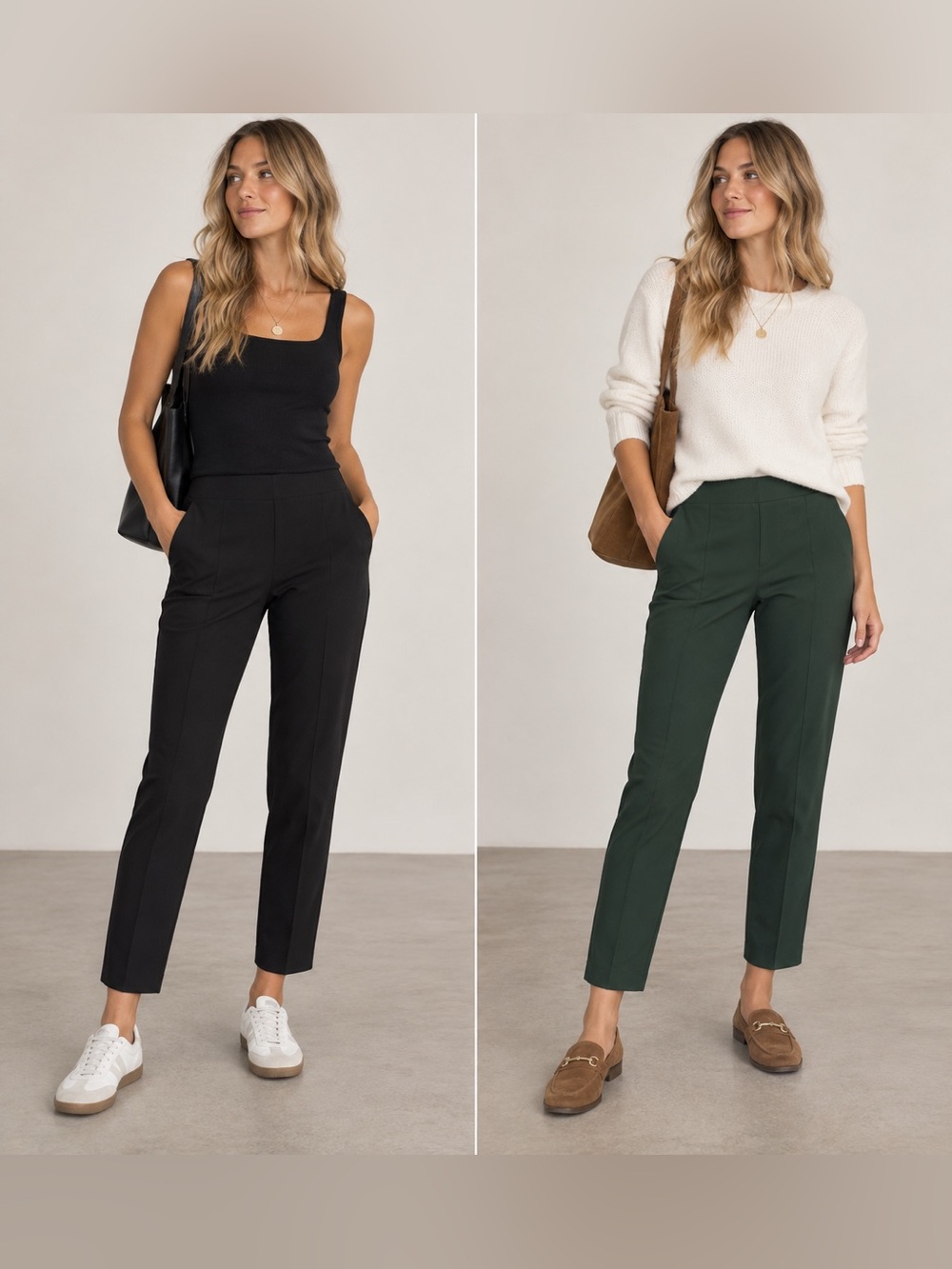 Hilary Radley Black & Green Slim Ankle Pants - 2 Pack